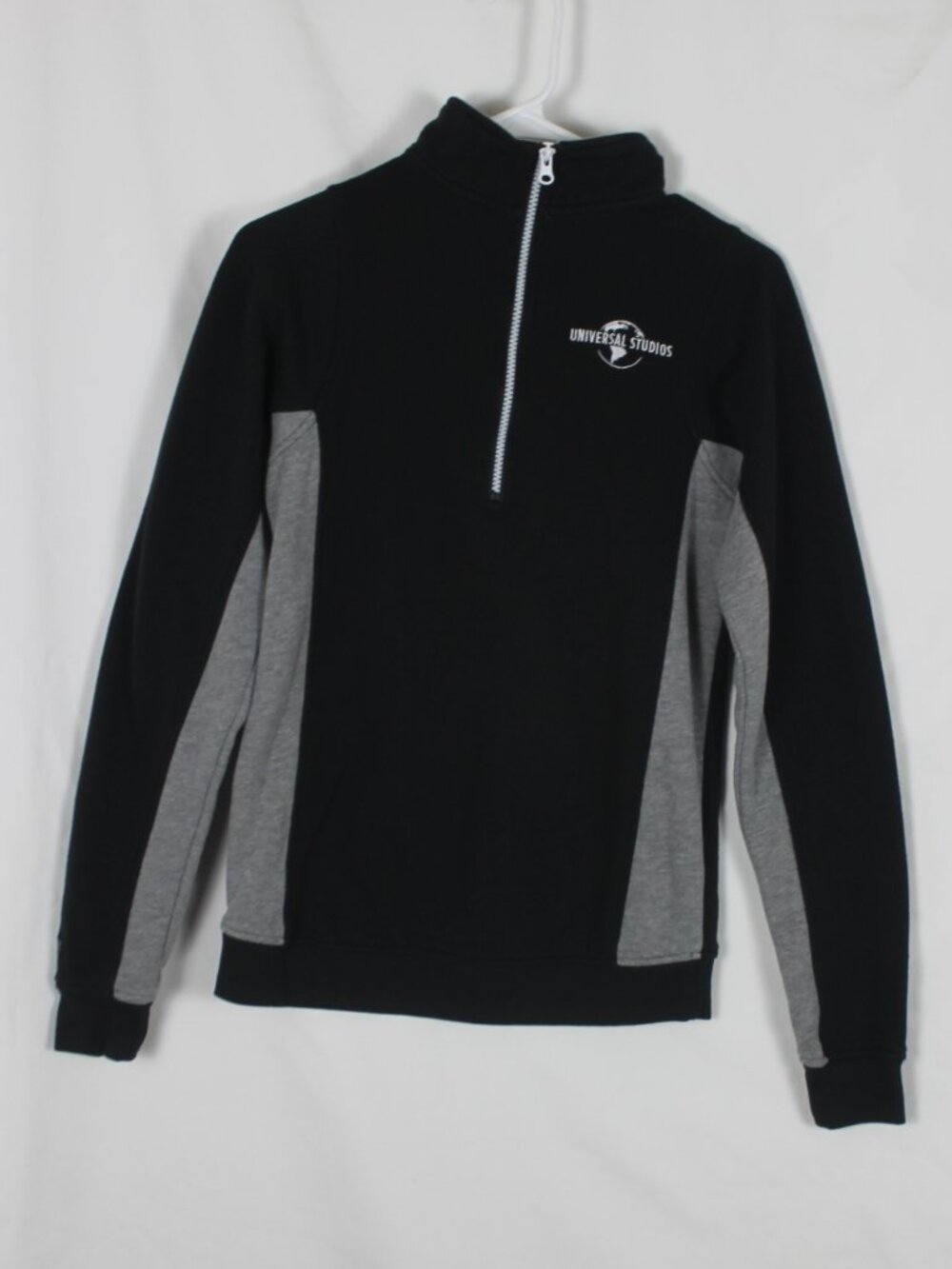 Universal Studios Women's XS Black Gray 1/4 Zip Pullover Sweatshirt Activewear